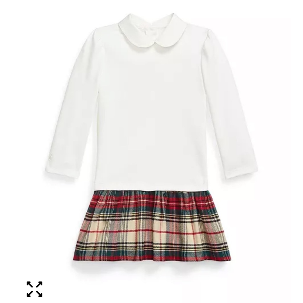 Polo by Ralph Lauren White and Plaid Kids Formal Dress